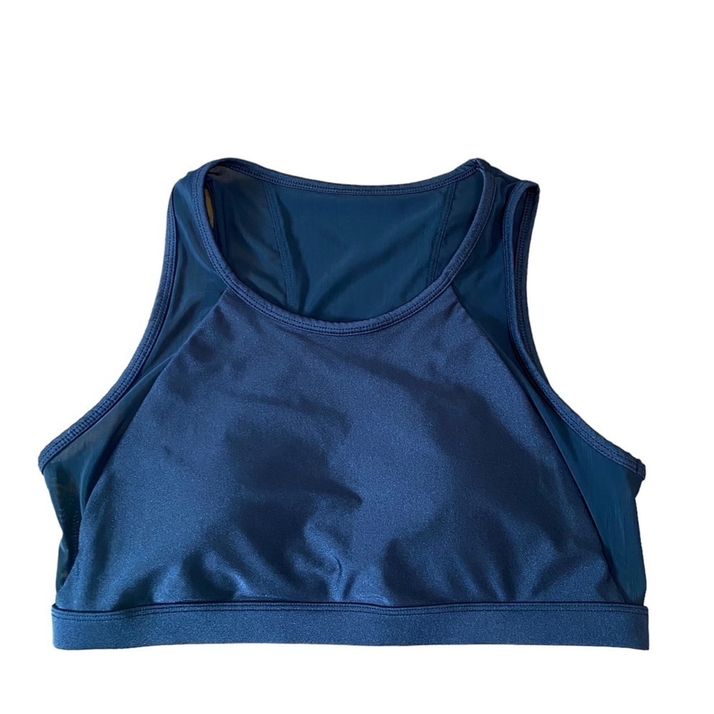 Fabletics High Neck Mesh‎ Black Athletic Bra  Large